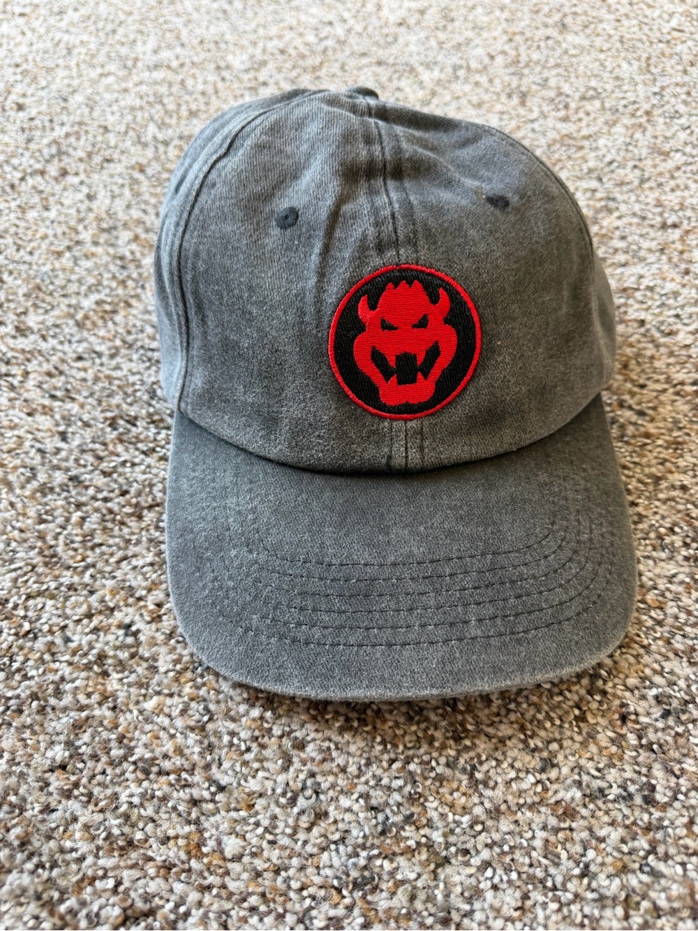 Bowser Baseball Cap Charcoal Black Mario Gamer Halloween Costume Hat
